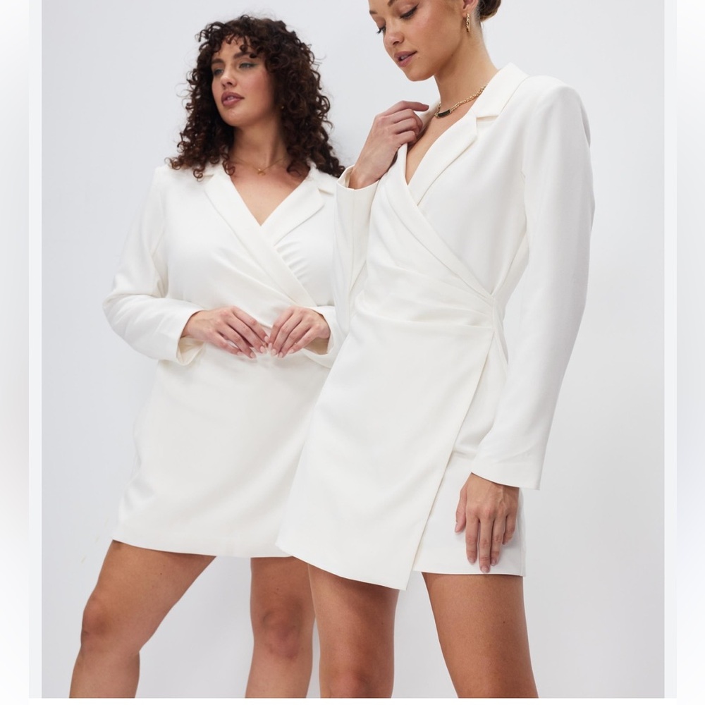Abercrombie & Fitch Cream Long Sleeve Wrap Dress